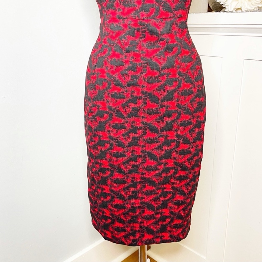 Calvin Klein Black & Red Woven Sheath Dress 8 Medium - Picture 4 of 10
